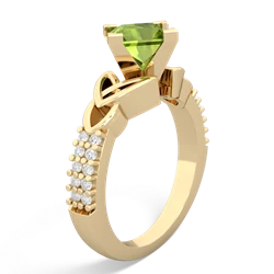 Peridot Celtic Knot 6Mm Princess Engagement 14K Yellow Gold ring R26446SQ