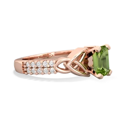 Peridot Celtic Knot 7X5 Emerald-Cut Engagement 14K Rose Gold ring R26447EM
