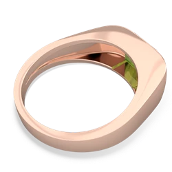 Peridot Men's Emerald-Cut Bezel 14K Rose Gold ring R0410