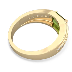 Peridot Men's Diamond Channel 14K Yellow Gold ring R0500