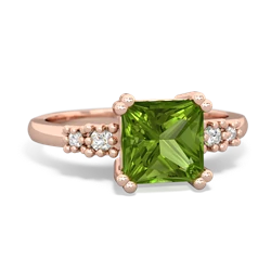 Peridot Art Deco Princess 14K Rose Gold ring R2014
