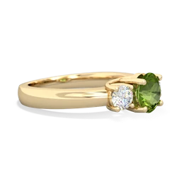 Peridot Diamond Three Stone Round Trellis 14K Yellow Gold ring R4018