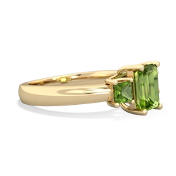 Peridot Three Stone Emerald-Cut Trellis 14K Yellow Gold ring R4021