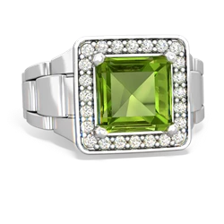 Peridot Men's Watch 14K White Gold ring R0510