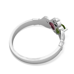 Peridot 'Our Heart' Claddagh 14K White Gold ring R2388