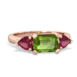 Peridot Three Stone 14K Rose Gold ring R5235