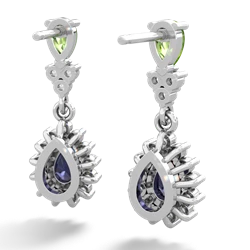 Peridot Halo Pear Dangle 14K White Gold earrings E1882