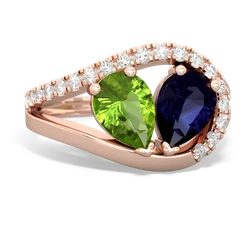 Peridot Nestled Heart Keepsake 14K Rose Gold ring R5650