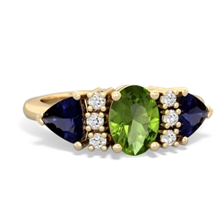 Peridot Antique Style Three Stone 14K Yellow Gold ring R2186