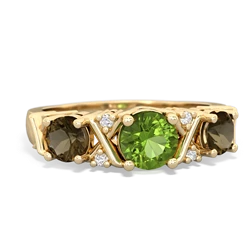 Peridot Hugs And Kisses 14K Yellow Gold ring R5016