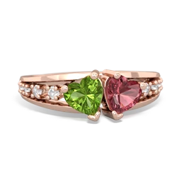 Peridot Heart To Heart 14K Rose Gold ring R3342