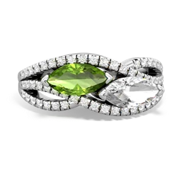 Peridot Diamond Rivers 14K White Gold ring R3070