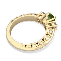 Peridot Art Deco Eternal Embrace Engagement 14K Yellow Gold ring C2003