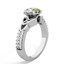 Peridot Celtic Knot Cluster Engagement 14K White Gold ring R26443RD