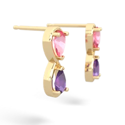 Lab Pink Sapphire Infinity 14K Yellow Gold earrings E5050