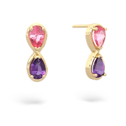 Lab Pink Sapphire Infinity 14K Yellow Gold earrings E5050