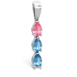 Lab Pink Sapphire Dew Drops 14K White Gold pendant P2251