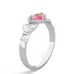 Lab Pink Sapphire 'Our Heart' Claddagh 14K White Gold ring R2388