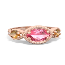 Lab Pink Sapphire Milgrain Marquise 14K Rose Gold ring R5700