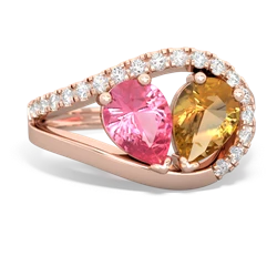 Lab Pink Sapphire Nestled Heart Keepsake 14K Rose Gold ring R5650