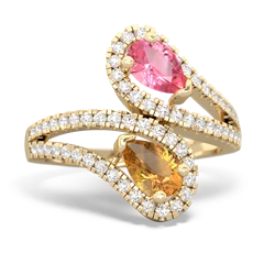 Lab Pink Sapphire Diamond Dazzler 14K Yellow Gold ring R3000