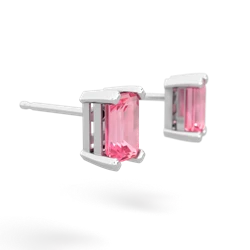 Lab Pink Sapphire 6X4mm Emerald-Cut Stud 14K White Gold earrings E1855