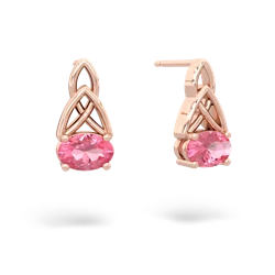 Lab Pink Sapphire Celtic Trinity Knot 14K Rose Gold earrings E2389