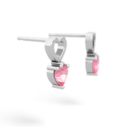 Lab Pink Sapphire Four Hearts 14K White Gold earrings E2558
