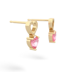 Lab Pink Sapphire Four Hearts 14K Yellow Gold earrings E2558