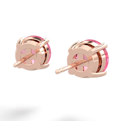 Lab Pink Sapphire 8Mm Round Stud 14K Rose Gold earrings E1788