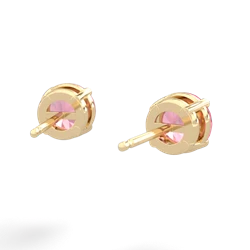 Lab Pink Sapphire 6Mm Round Stud 14K Yellow Gold earrings E1786