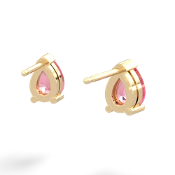 Lab Pink Sapphire Teardrop Stud 14K Yellow Gold earrings E1793