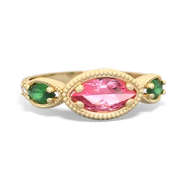 Lab Pink Sapphire Milgrain Marquise 14K Yellow Gold ring R5700