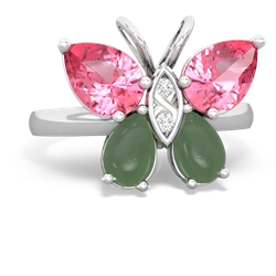 Lab Pink Sapphire Butterfly 14K White Gold ring R2215