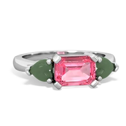 Lab Pink Sapphire Three Stone 14K White Gold ring R5235