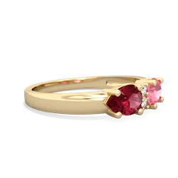 Lab Pink Sapphire Pear Bowtie 14K Yellow Gold ring R0865