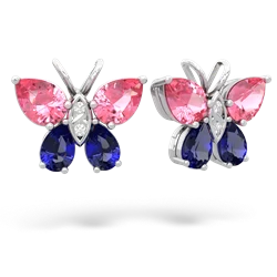 Lab Pink Sapphire Butterfly 14K White Gold earrings E2215