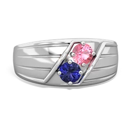 Lab Pink Sapphire Men's Streamline 14K White Gold ring R0460