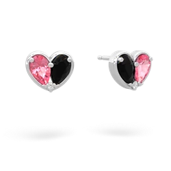 Lab Pink Sapphire 'Our Heart' 14K White Gold earrings E5072