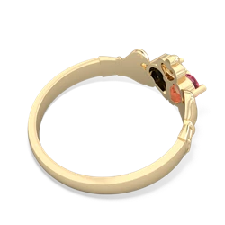Lab Pink Sapphire 'Our Heart' Claddagh 14K Yellow Gold ring R2388