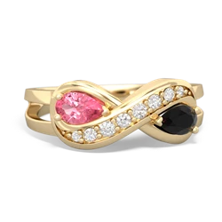 Lab Pink Sapphire Diamond Infinity 14K Yellow Gold ring R5390