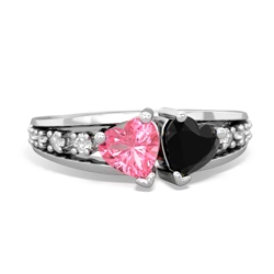 Lab Pink Sapphire Heart To Heart 14K White Gold ring R3342