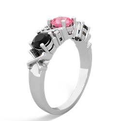 Lab Pink Sapphire Hugs And Kisses 14K White Gold ring R5016
