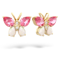Lab Pink Sapphire Butterfly 14K Yellow Gold earrings E2215