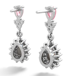 Lab Pink Sapphire Halo Pear Dangle 14K White Gold earrings E1882
