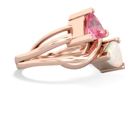 Lab Pink Sapphire Split Band Swirl 14K Rose Gold ring R2341