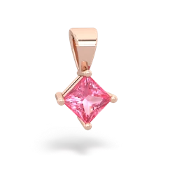 Lab Pink Sapphire 5Mm Princess Solitaire 14K Rose Gold pendant P1789
