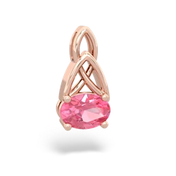Lab Pink Sapphire Celtic Trinity Knot 14K Rose Gold pendant P2389