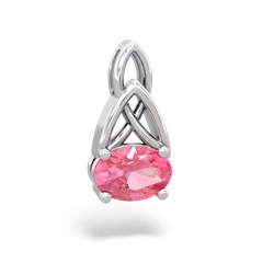 Lab Pink Sapphire Celtic Trinity Knot 14K White Gold pendant P2389