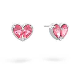 Lab Pink Sapphire 'Our Heart' 14K White Gold earrings E5072